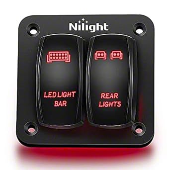 Nilight Sierra 2500 2 Gang Aluminum Rocker Switch Panel With LED Light