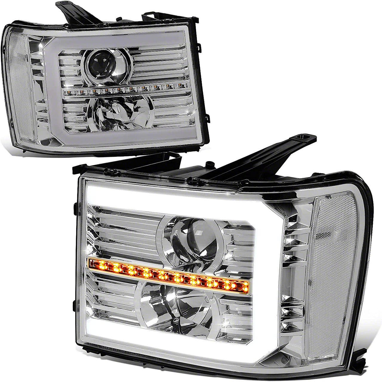 Sierra C Bar Led Drl Sequential Projector Headlights With Clear