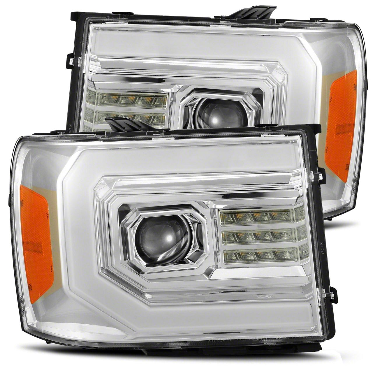 Sierra Pro Series Projector Headlights Chrome Housing Clear Lens