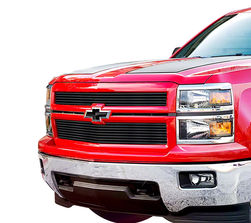 Silverado 1500 Stainless Steel Billet Upper Grille Overlay Black 14