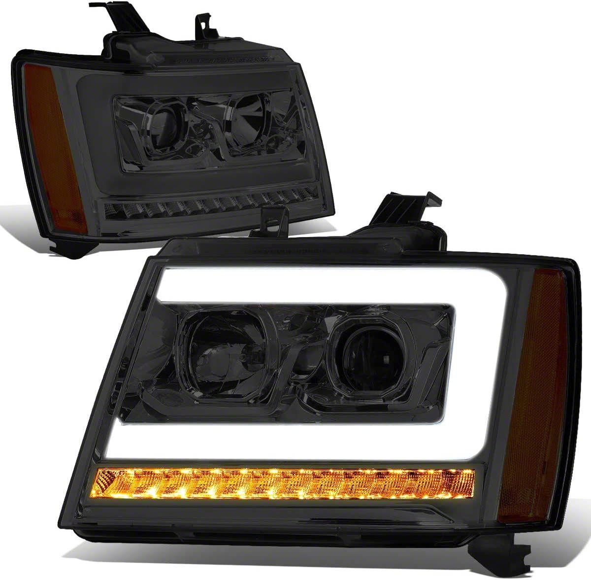 Tahoe Led Drl Projector Headlights With Amber Corners Chrome Housing