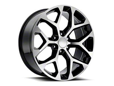 2014 Snowflake Replica Gloss Black Machined 6-Lug Wheel; 26x10; 24mm Offset (07-13 Sierra 1500)