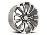 Denali 12-Spoke Replica Grey Machine Face 6-Lug Wheel; 22x9; 28mm Offset (07-13 Sierra 1500)