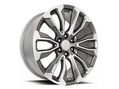 Denali 12-Spoke Replica Grey Machine Face 6-Lug Wheel; 22x9; 28mm Offset (07-13 Silverado 1500)