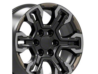 CV65 Gloss Black Machined with Tan Accents 6-Lug Wheel; 18x8.5; 26mm Offset (07-13 Sierra 1500)