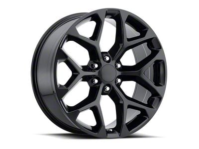 Chevy Snowflake Replica Gloss Black 6-Lug Wheel; 22x9; 31mm Offset (07-13 Silverado 1500)