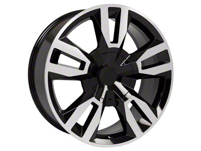 CV40 Black Machined 6-Lug Wheel; 22x9; 24mm Offset (07-13 Silverado 1500)