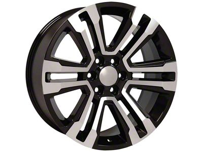 CV44 Gloss Black Machined 6-Lug Wheel; 22x9; 24mm Offset (07-13 Silverado 1500)