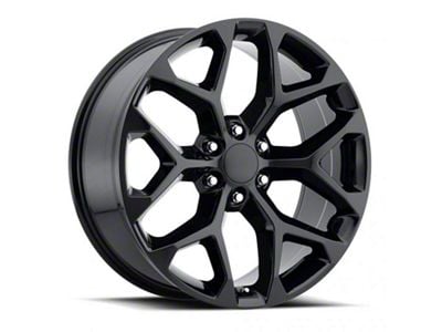 2014 Snowflake Replica Gloss Black 6-Lug Wheel; 24x10; 24mm Offset (07-14 Yukon)