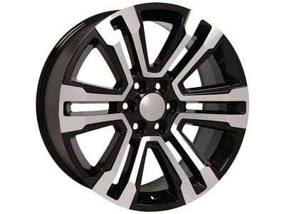 CV44 Gloss Black Machined 6-Lug Wheel; 22x9; 24mm Offset (07-14 Yukon)