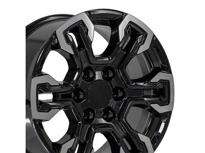 CV65 Gloss Black Machined 6-Lug Wheel; 18x8.5; 26mm Offset (07-14 Yukon)