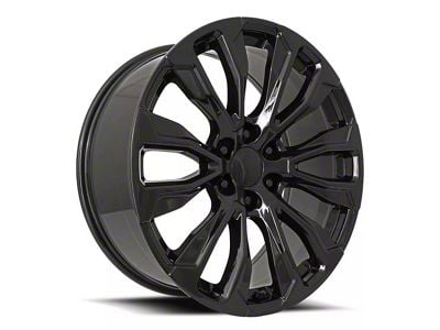 Denali 12-Spoke Replica Gloss Black 6-Lug Wheel; 24x10; 31mm Offset (07-14 Yukon)