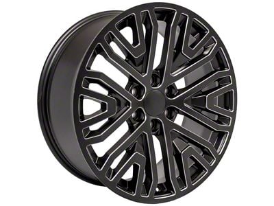 Next Gen Sierra Style Black Milled 6-Lug Wheel; 22x9; 28mm Offset (07-14 Yukon)