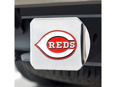 Hitch Cover with Cincinnati Reds Logo; Chrome (Universal; Some Adaptation May Be Required)