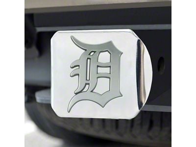 Hitch Cover with Detroit Tigers Logo; Chrome (Universal; Some Adaptation May Be Required)