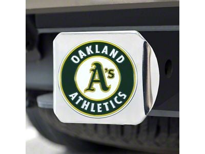 Hitch Cover with Oakland Athletics Logo; Chrome (Universal; Some Adaptation May Be Required)