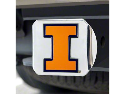 Hitch Cover with University of Illinois Logo; Chrome (Universal; Some Adaptation May Be Required)