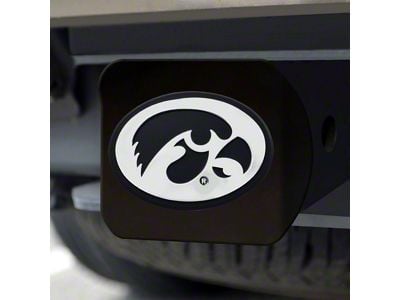 Hitch Cover with University of Iowa Logo; Black (Universal; Some Adaptation May Be Required)