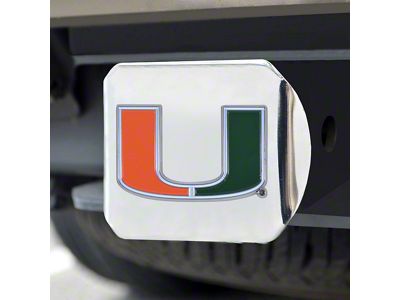 Hitch Cover with University of Miami Logo; Chrome (Universal; Some Adaptation May Be Required)