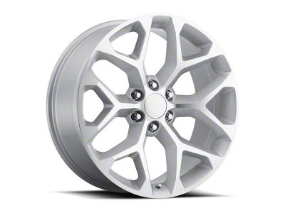 Chevy Snowflake Replica Silver Machined 6-Lug Wheel; 22x9; 24mm Offset (14-18 Sierra 1500)