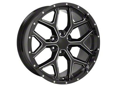 CV98 Black Milled 6-Lug Wheel; 22x9.5; 24mm Offset (14-18 Sierra 1500)