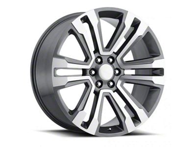 2017 Denali Replica Grey Machine Face 6-Lug Wheel; 22x9; 24mm Offset (14-18 Silverado 1500)