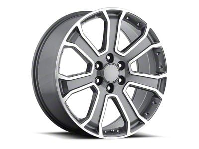 Yukon Denali Replica Grey Machine Face 6-Lug Wheel; 22x9; 31mm Offset (14-18 Silverado 1500)