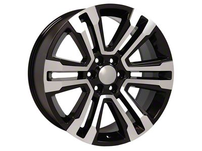 Denali Style Black Machined 6-Lug Wheel; 22x9; 24mm Offset (99-06 Sierra 1500)