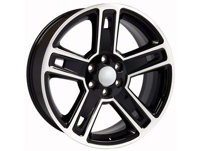 5-Spoke Style Black Machined 6-Lug Wheel; 22x9; 24mm Offset (07-13 Silverado 1500)