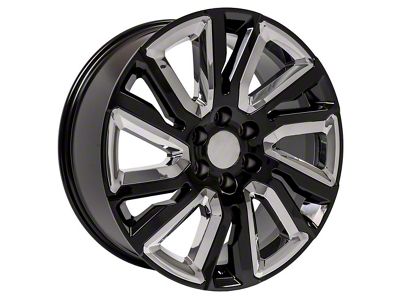 Next Gen Sierra Style Black with Chrome Insert 6-Lug Wheel; 22x9; 28mm Offset (07-13 Silverado 1500)