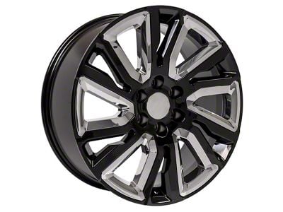 Next Gen Sierra Style Black with Chrome Insert 6-Lug Wheel; 22x9; 28mm Offset (14-18 Silverado 1500)