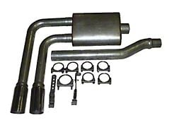 2.50-Inch Aluminized Dual Exhaust System with HVS Welded Muffler and Polished Tips; Middle Side Exit (02-05 3.7L RAM 1500)