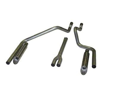 Aluminized Deep-Tone Dual Exhaust System with Stainless Angle Tips; Rear Exit (02-05 3.7L RAM 1500)