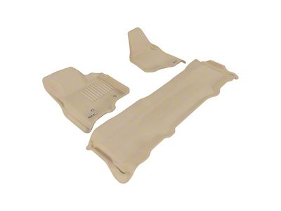 3D MAXpider KAGU Series All-Weather Custom Fit Front and Rear Floor Liners; Tan (11-12 F-350 Super Duty SuperCrew)