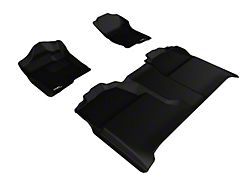 3D MAXpider KAGU Series All-Weather Custom Fit Front and Rear Floor Liners; Black (07-13 Sierra 1500 Crew Cab w/ Front Bucket Seats & w/o 4x4 Floor Shifter)