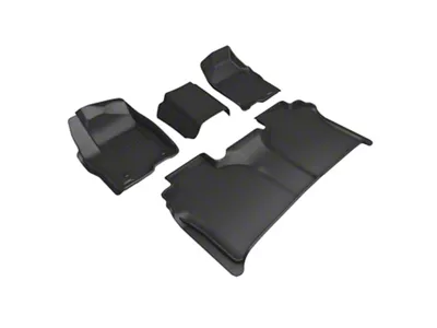 3D MAXpider KAGU Series All-Weather Custom Fit Front and Rear Floor Liners; Black (19-25 Sierra 1500 Crew Cab w/ Front Bench Seat & Rear Underseat Storage)