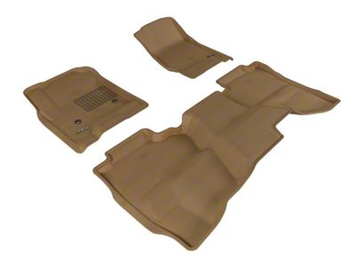 3D MAXpider KAGU Series All-Weather Custom Fit Front and Rear Floor Liners; Tan (14-18 Sierra 1500 Double Cab)