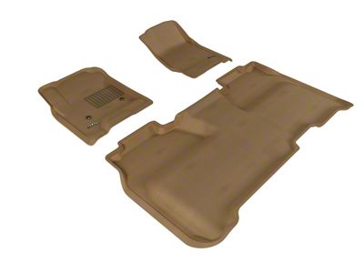 3D MAXpider KAGU Series All-Weather Custom Fit Front and Rear Floor Liners; Tan (14-18 Sierra 1500 Crew Cab)