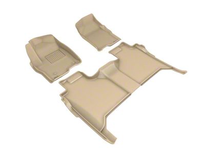 3D MAXpider KAGU Series All-Weather Custom Fit Front and Rear Floor Liners; Tan (19-24 Silverado 1500 w/ Front Bucket Seats)