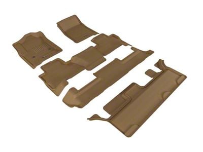 3D MAXpider KAGU Series All-Weather Custom Fit Front, Second Row and Third Row Floor Liners; Tan (15-20 Tahoe w/ 2nd Row Bench Seat)