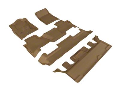 3D MAXpider KAGU Series All-Weather Custom Fit Front, Second Row and Third Row Floor Liners; Tan (15-20 Tahoe w/ 2nd Row Bucket Seats)