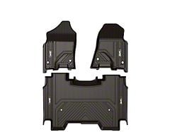 3W All Weather Front and Rear Floor Liners; Black (19-24 Ram 1500 Crew Cab w/ Rear Under Seat Storage)