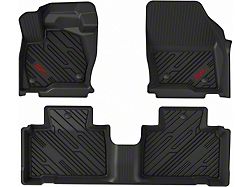 3W All Weather Front and Rear Floor Liners with Red Logo; Black (19-24 Ranger SuperCrew)