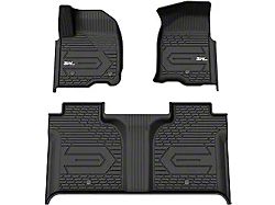 3W All Weather Front and Rear Floor Liners; Black (19-25 Silverado 1500 Crew Cab w/ Front Bucket Seats)