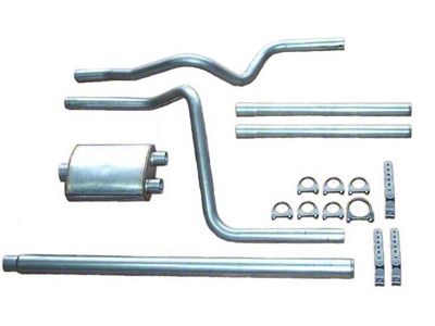 2.25-Inch Aluminized Dual Exhaust System with HVS Welded Muffler; Rear Exit (97-03 4.6L F-150)