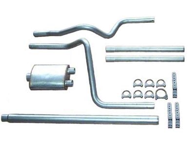 2.25-Inch Aluminized Dual Exhaust System with HVS Welded Muffler; Rear Exit (04-08 4.6L F-150)