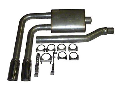 2.50-Inch Aluminized Dual Exhaust System with HVS Welded Muffler; Middle Side Exit (97-03 4.6L F-150)