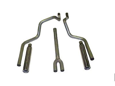 Aluminized Deep-Tone Dual Exhaust System with Painted Blunt Tips; Rear Exit (1998 4.6L F-150)