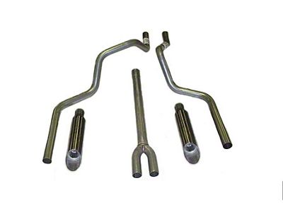 Stainless Deep-Tone Dual Exhaust System with Stainless Angle Tips; Rear Exit (1997 4.6L F-150)