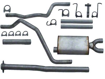 2.50-Inch Aluminized Dual Exhaust System with HVS Welded Muffer; Rear Exit (09-18 4.8L Sierra 1500)